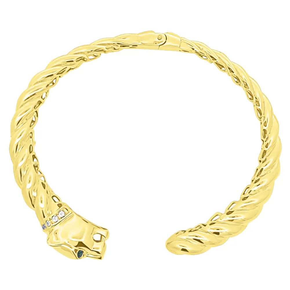 1 Tiger CZ Solid 10K Gold Women's Bangle