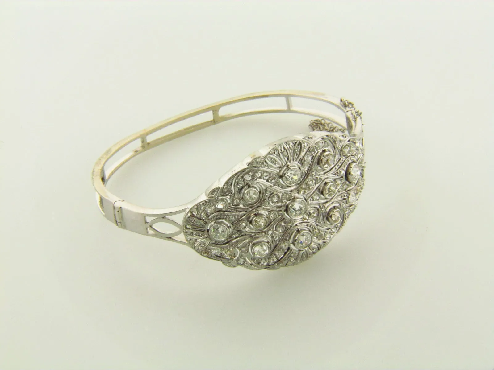 14K White Gold Diamond Bangle Bracelet
