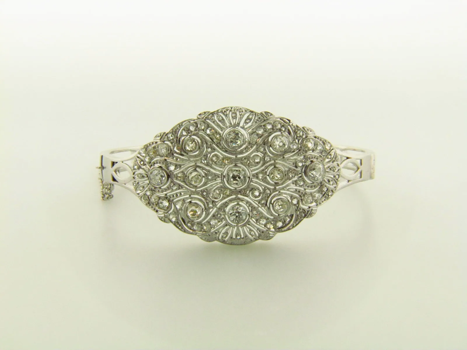 14K White Gold Diamond Bangle Bracelet
