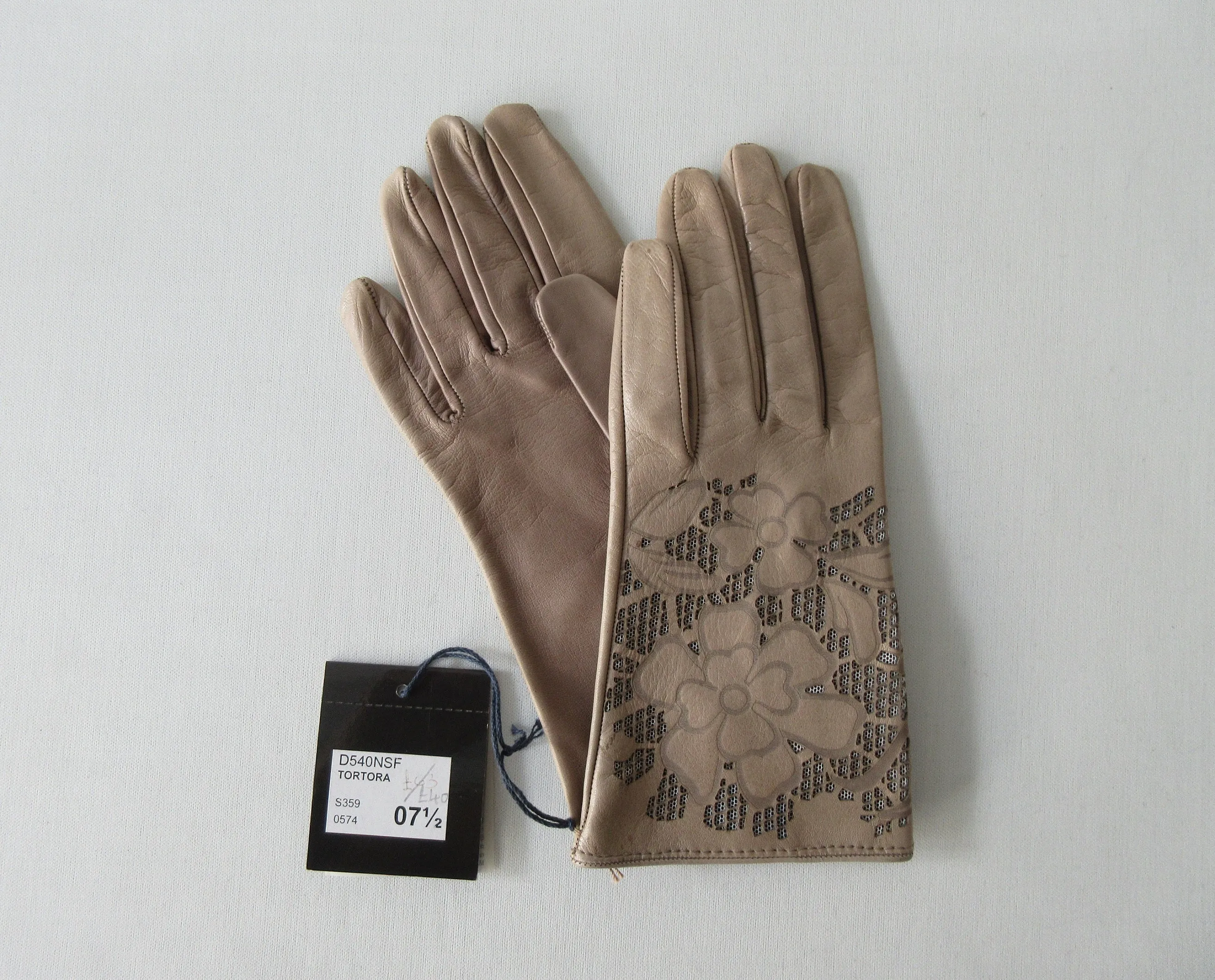 20G12 -Taupe Floral Cutout Gloves