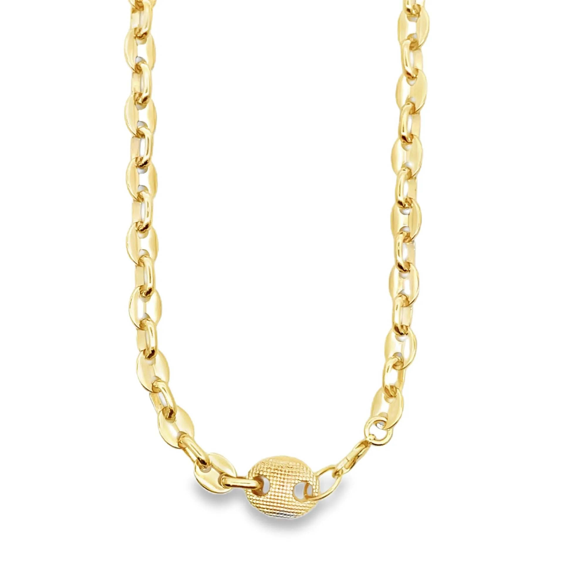 7mm Puffy Flat Mariner Link Chain Choker (H48)