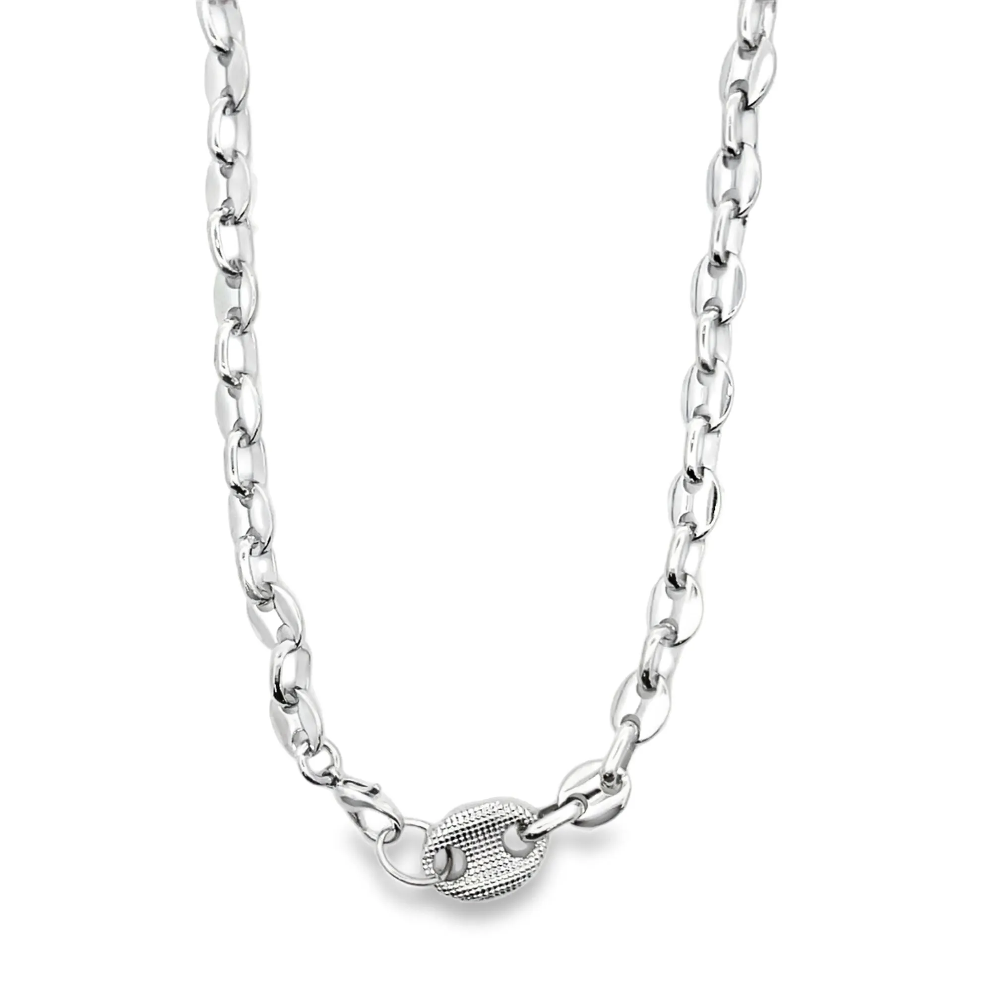 7mm Puffy Flat Mariner Link Chain Choker (H48)