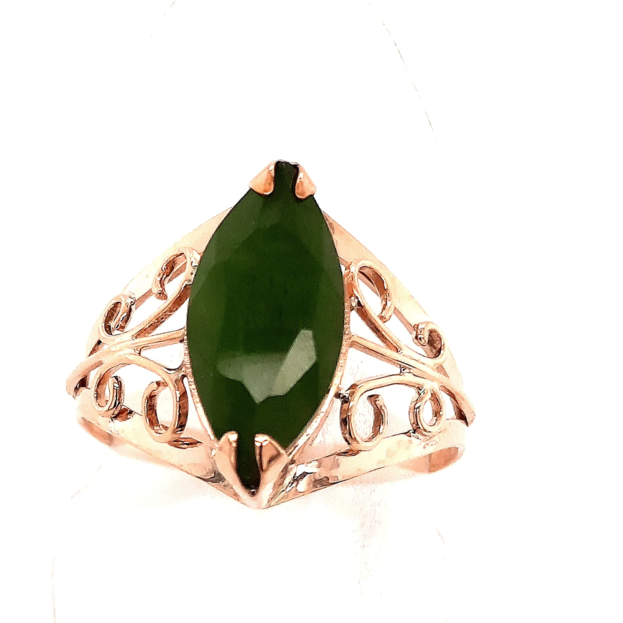 9ct Rose Gold Nephrite Jade Ring