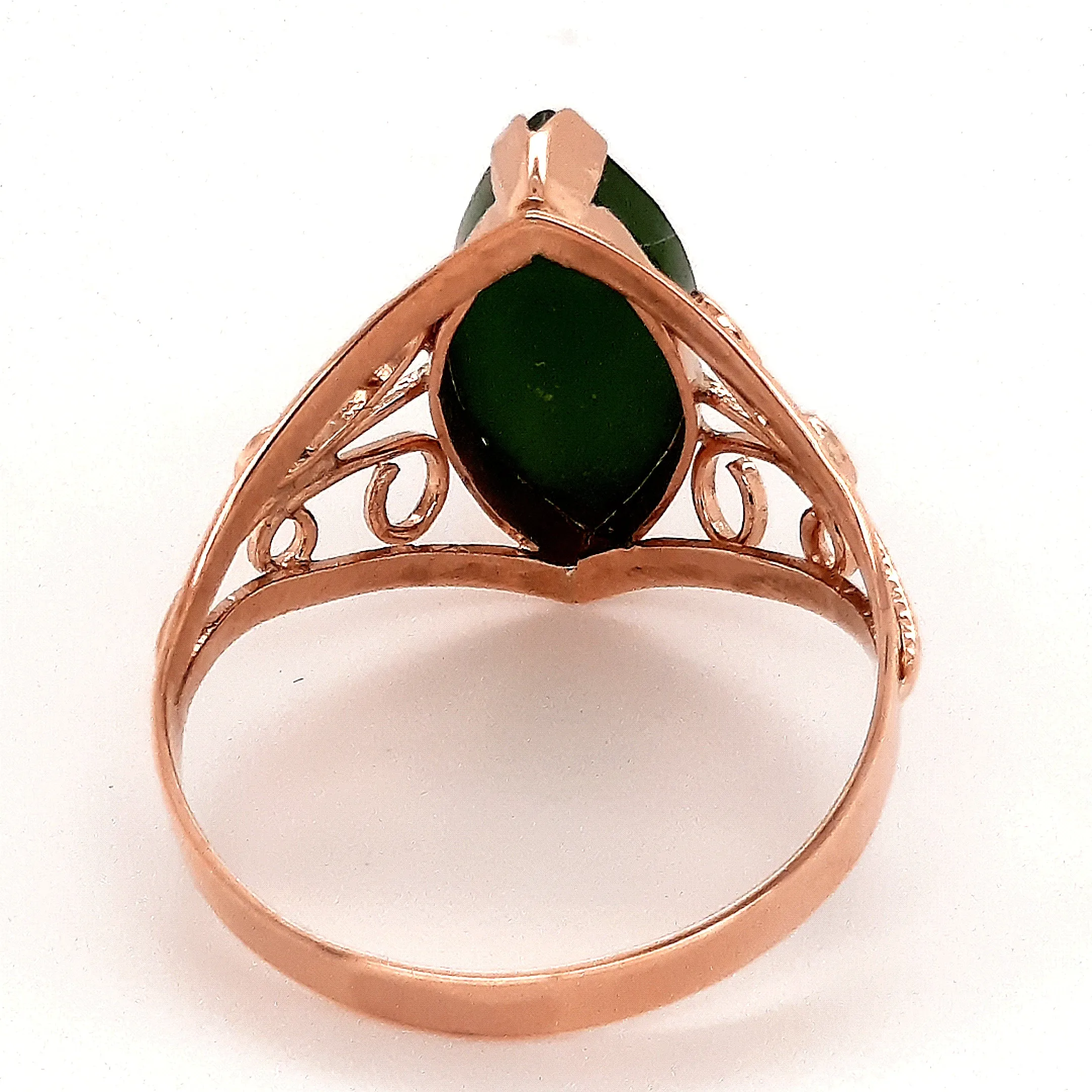 9ct Rose Gold Nephrite Jade Ring