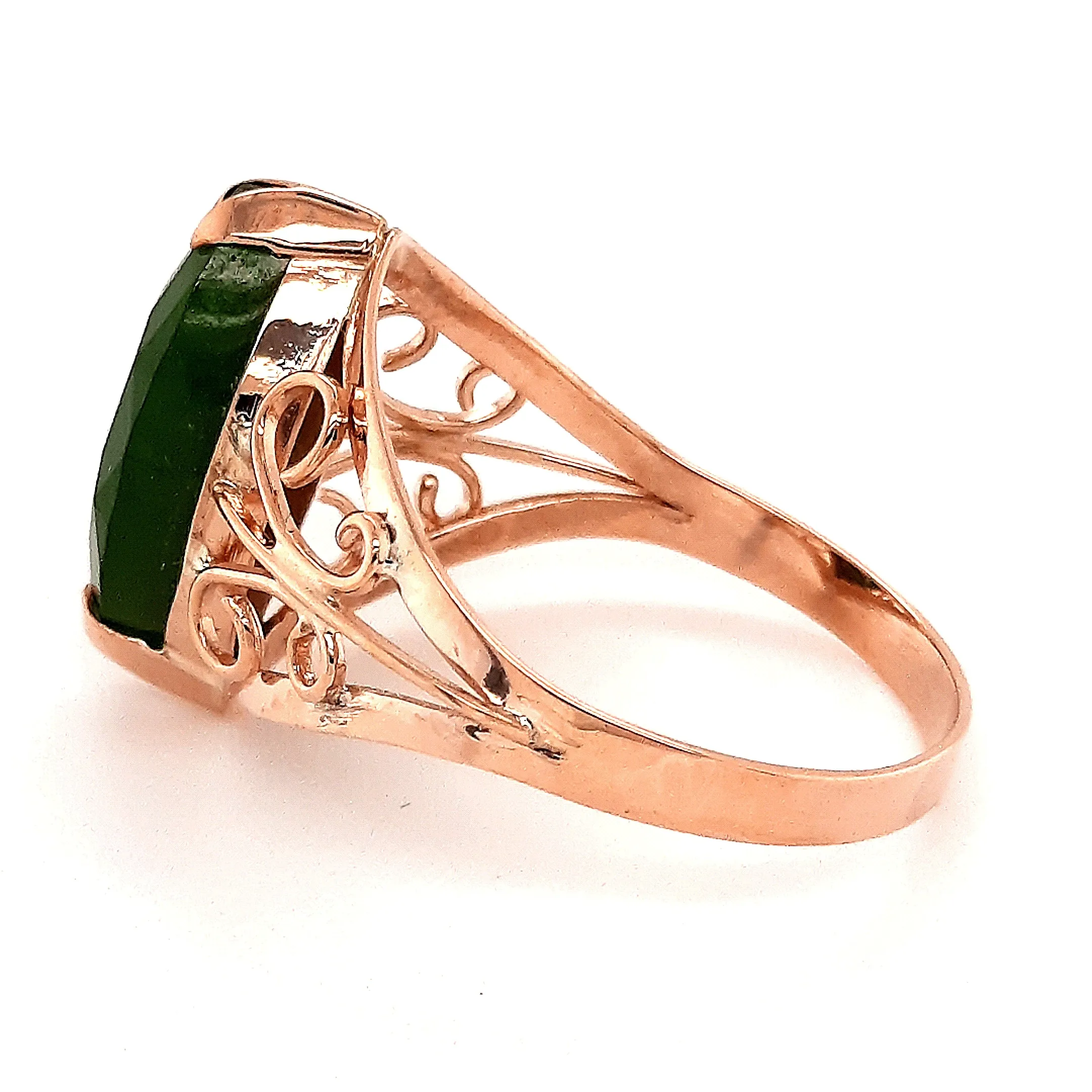 9ct Rose Gold Nephrite Jade Ring