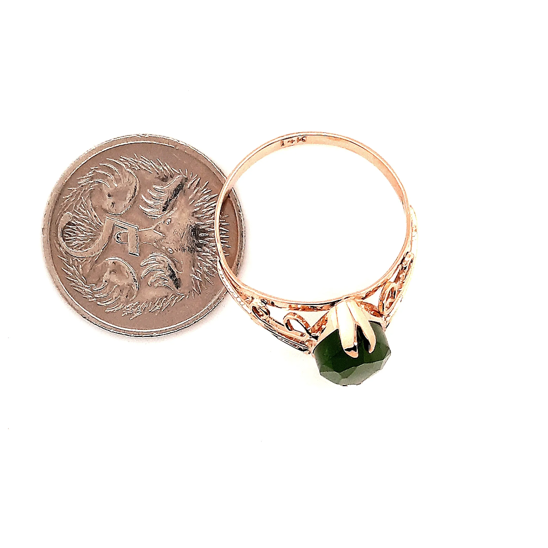 9ct Rose Gold Nephrite Jade Ring