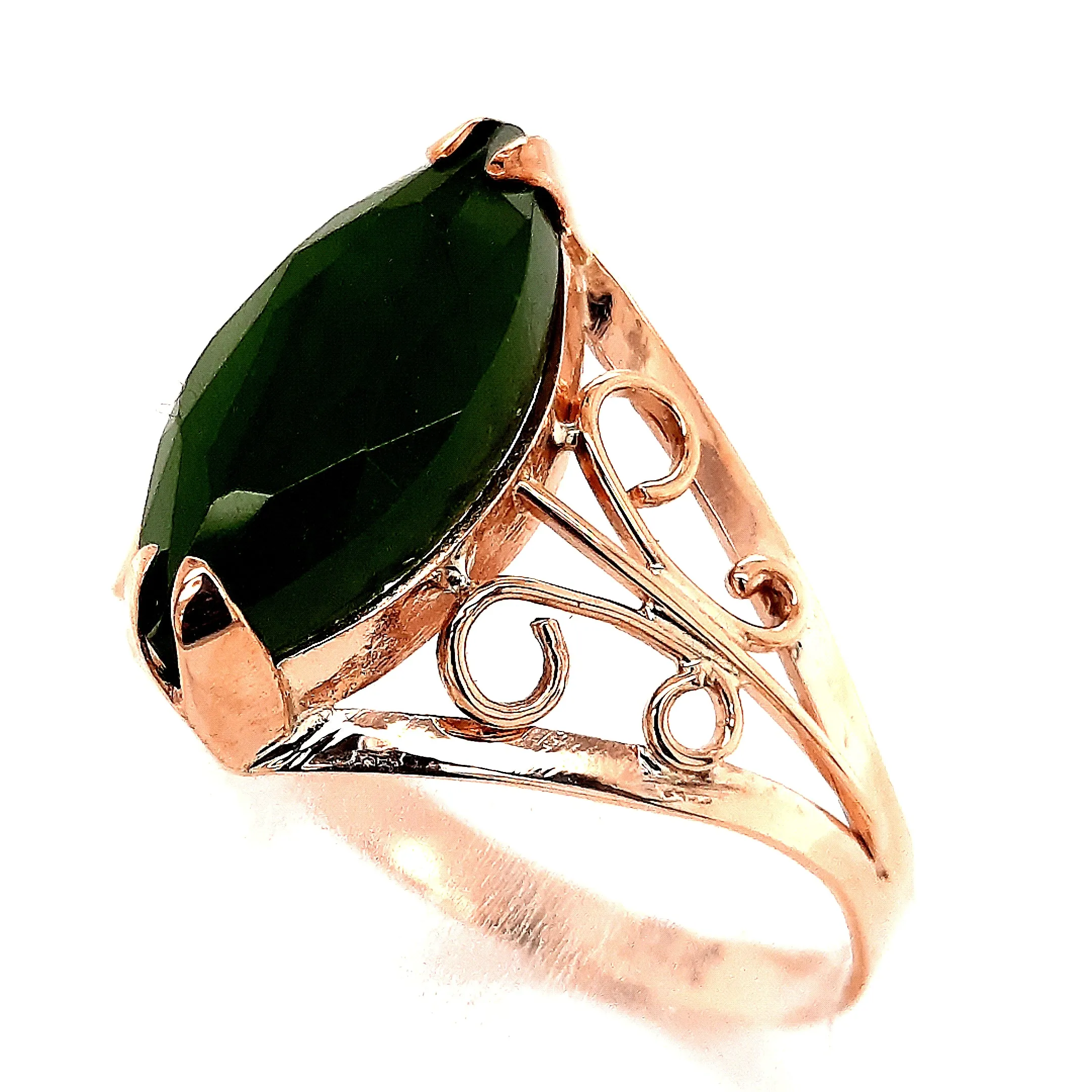 9ct Rose Gold Nephrite Jade Ring