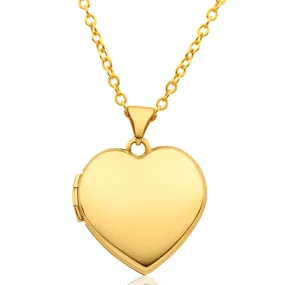 9ct Yellow Gold Heart Shape Plain Locket
