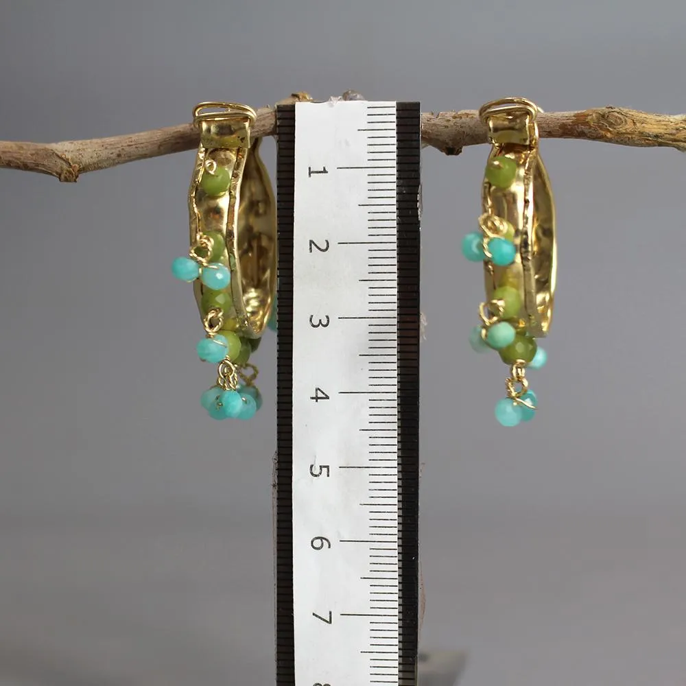 Amazonite Jade Gemstone Hoop Earrings