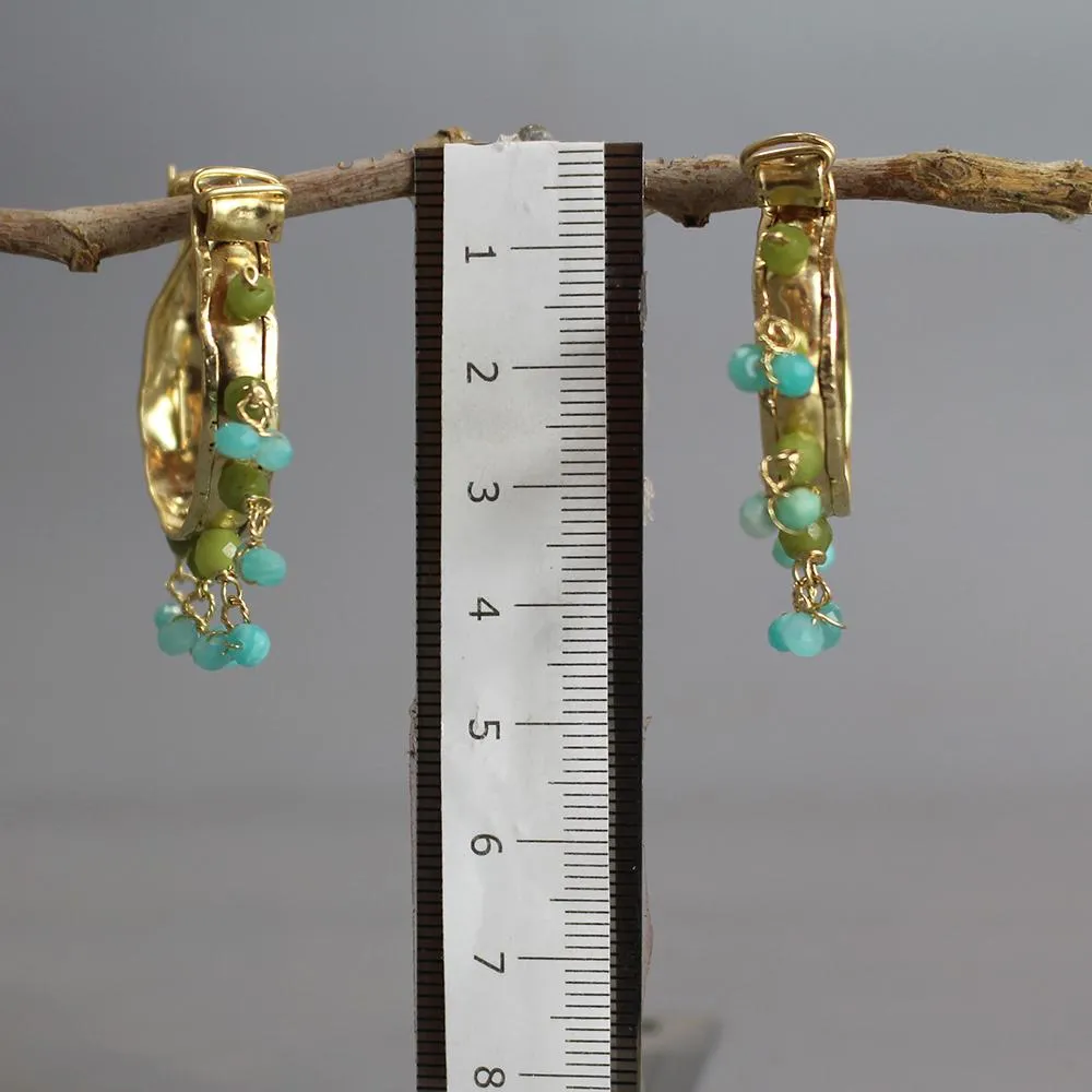Amazonite Jade Gemstone Hoop Earrings