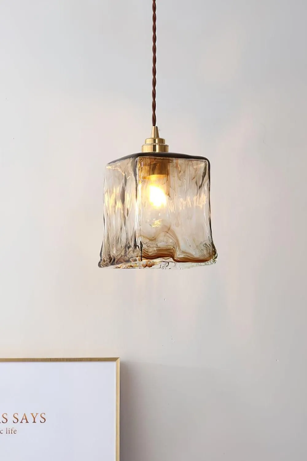 Antique Brown Glass Pendant Light