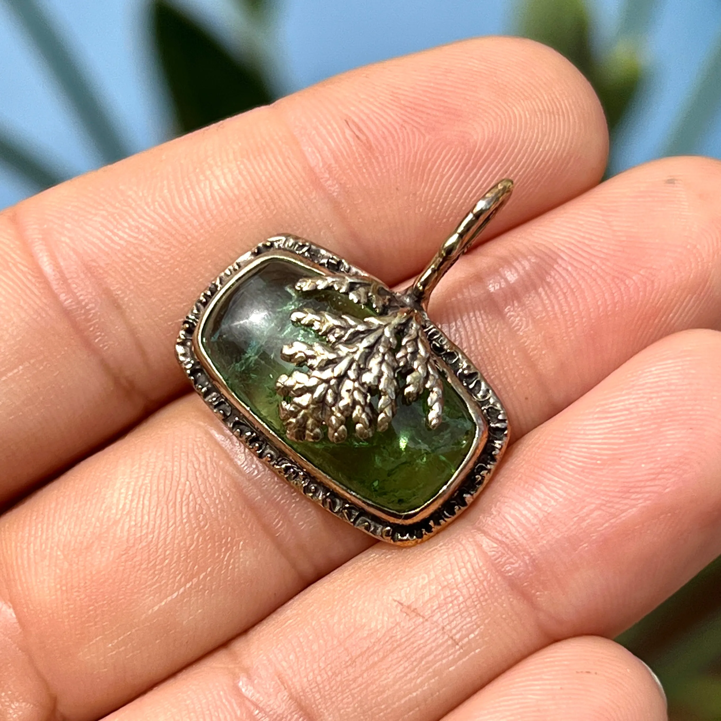 AVAILABLE PRE-ORDER- Green Tourmaline Juniper Pendant