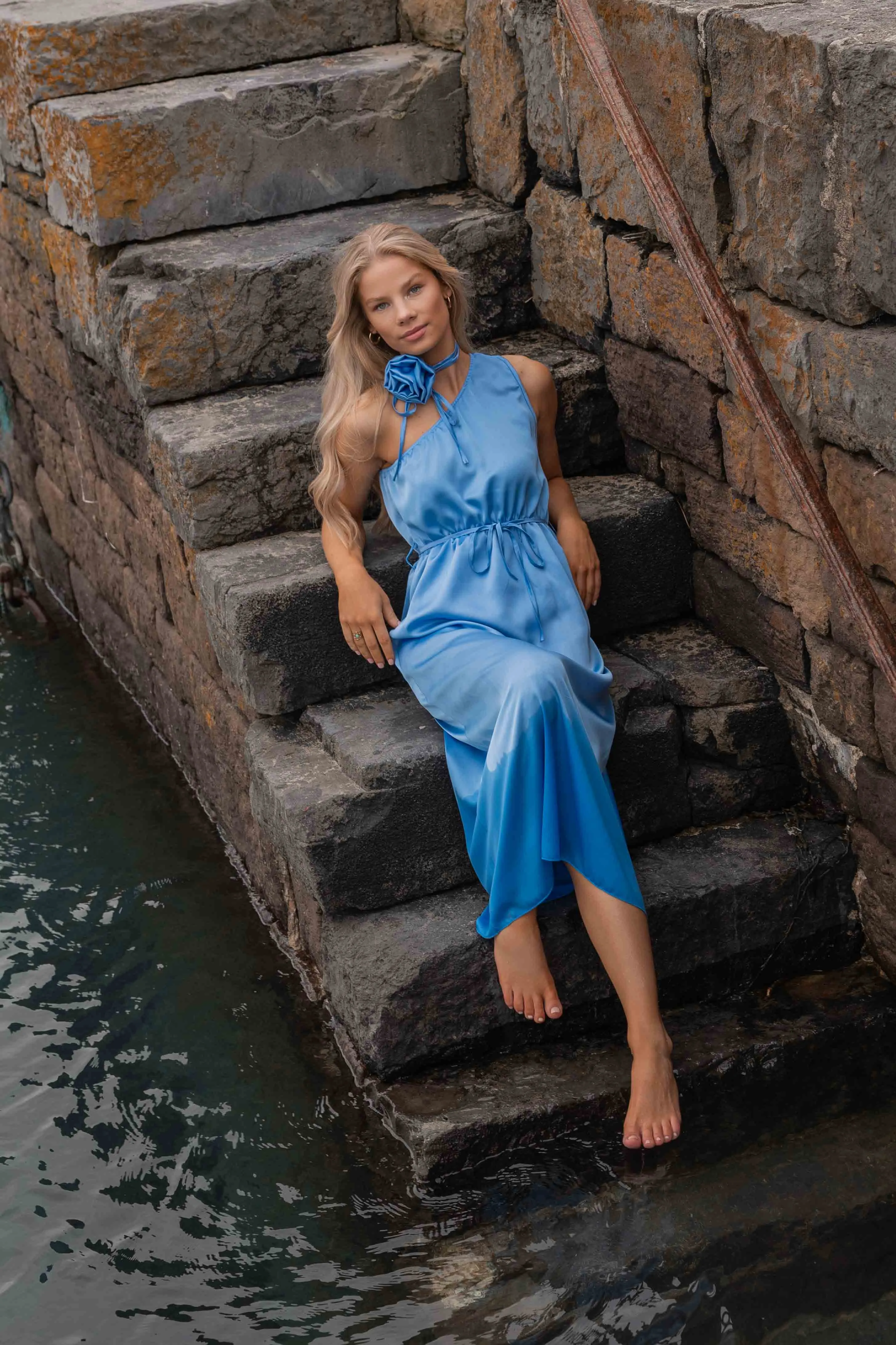 Blue Clodagh One Shoulder Midi Dress