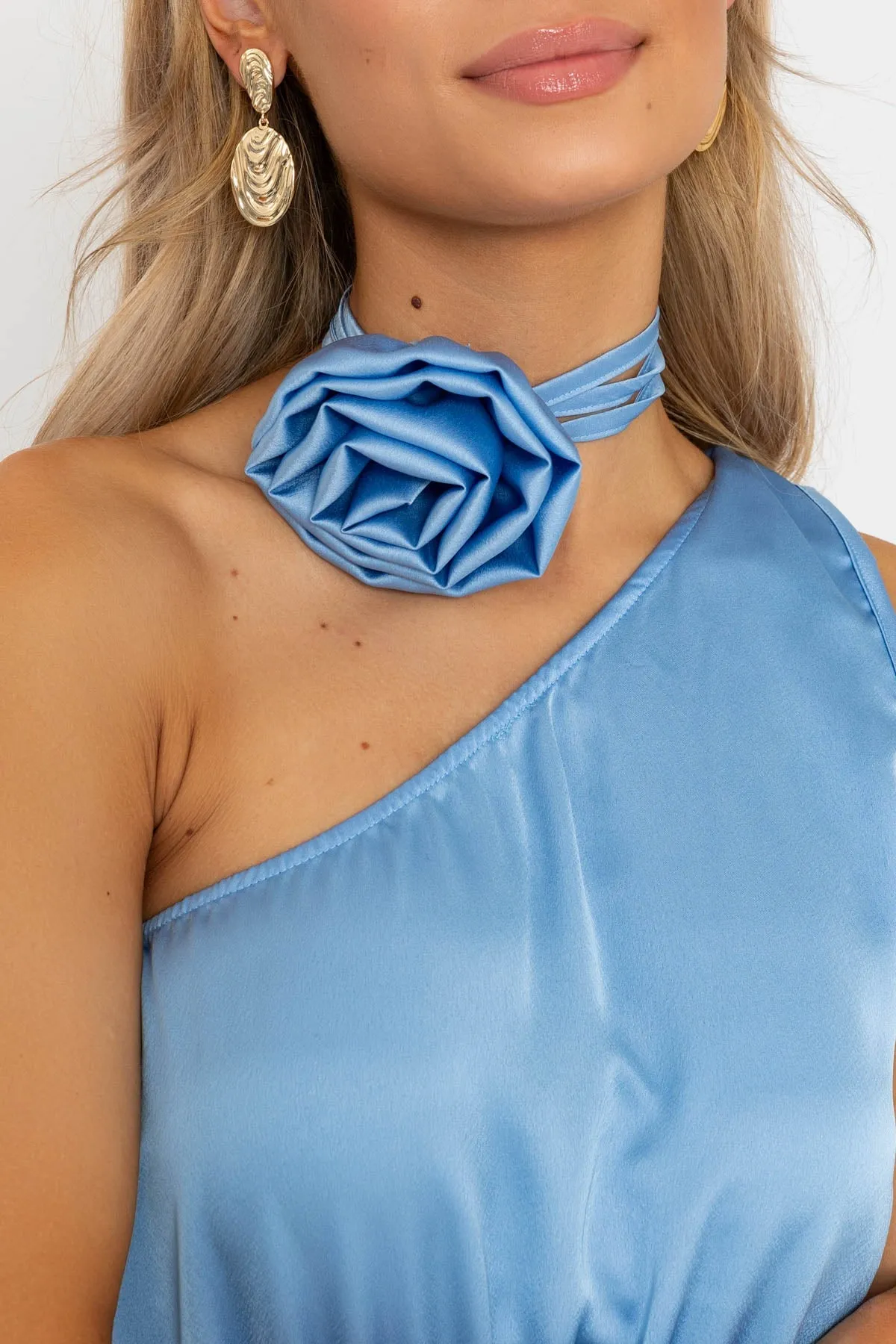 Blue Clodagh One Shoulder Midi Dress