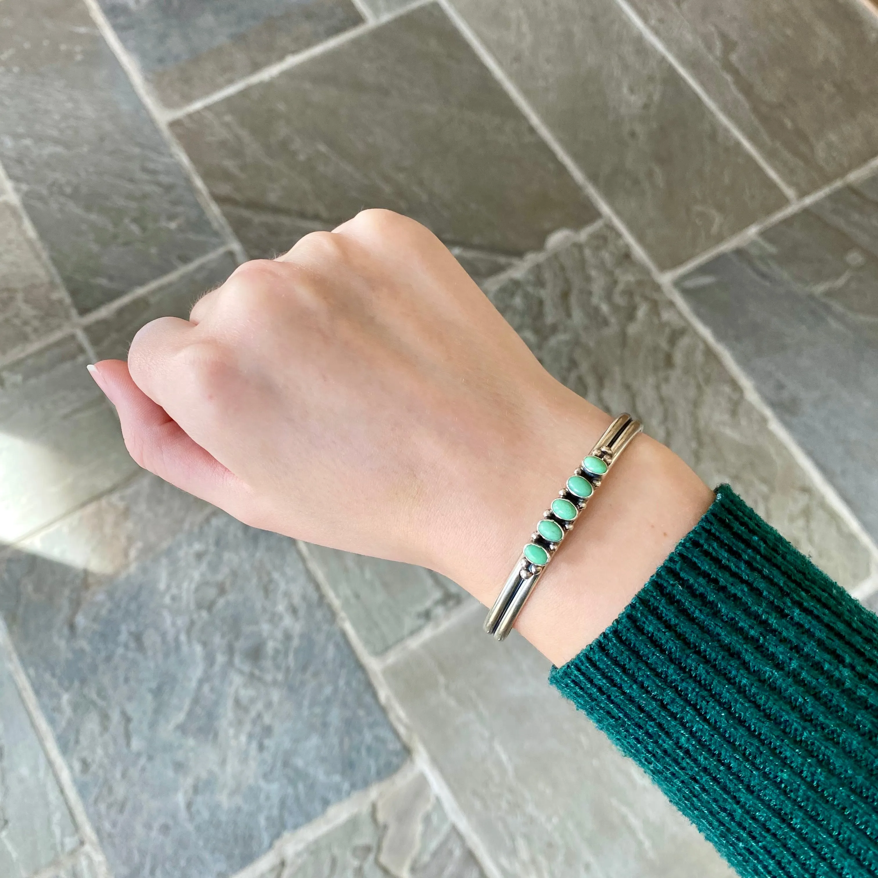 Five Stone Turquoise Row Cuff Bracelet