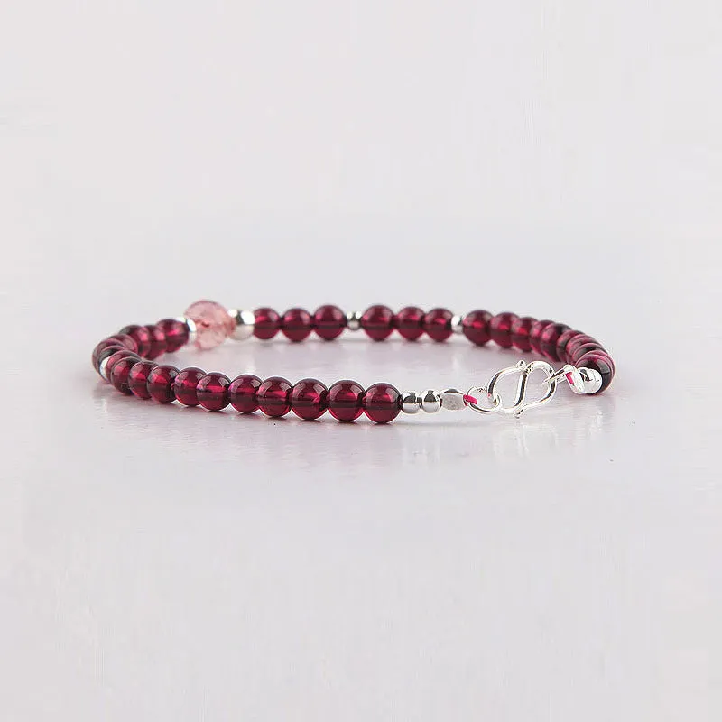 Garnet and Strawberry Quartz Beaded Bracelets Handmade Jewelry Accessories Gift for Women