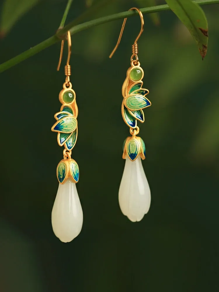 Jade Earrings: Emerald Leaves