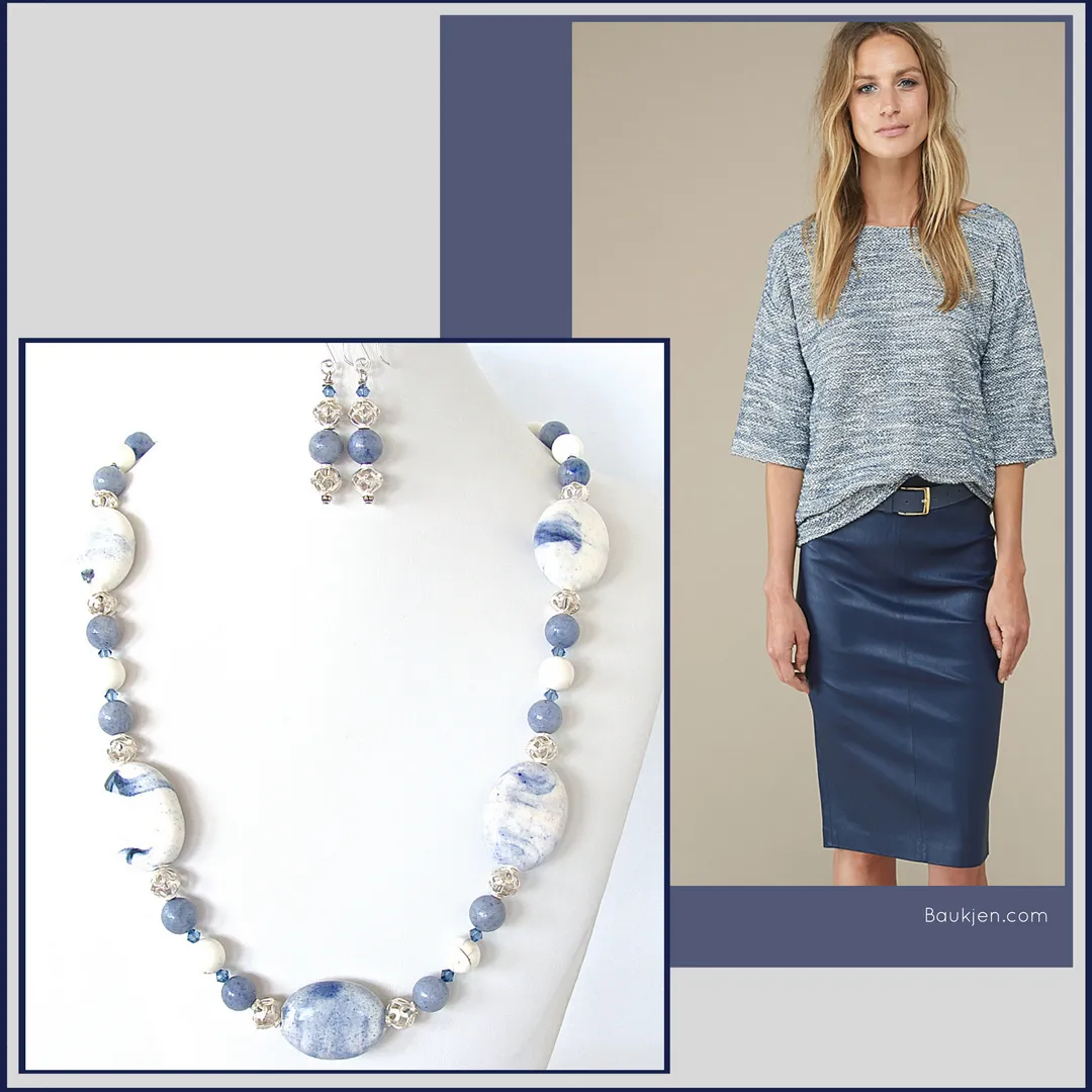 Jonah: Blue and White Necklace Set