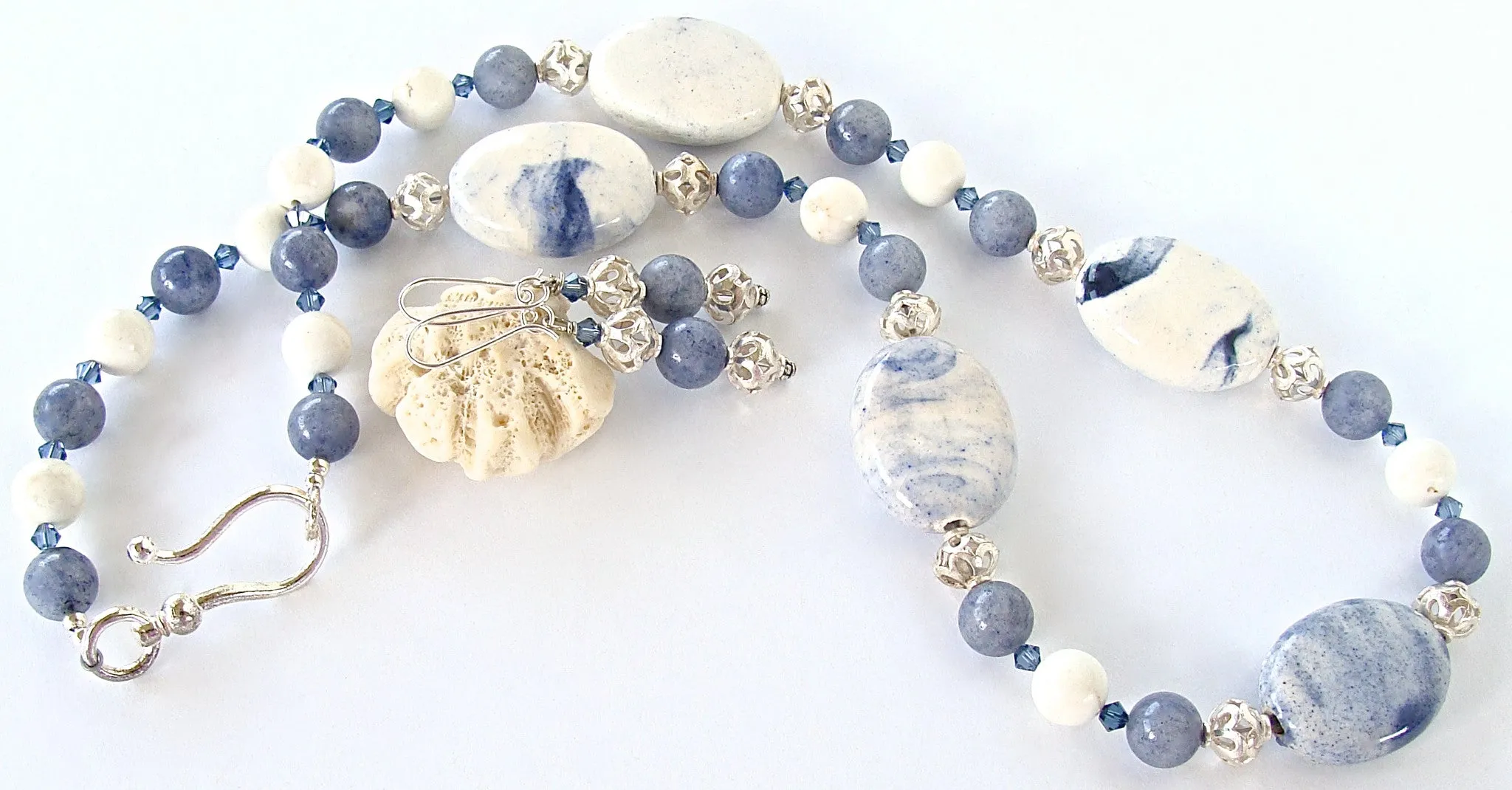 Jonah: Blue and White Necklace Set