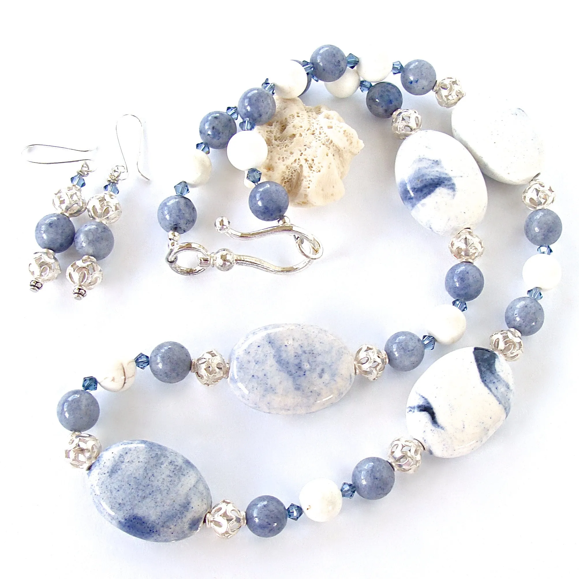 Jonah: Blue and White Necklace Set