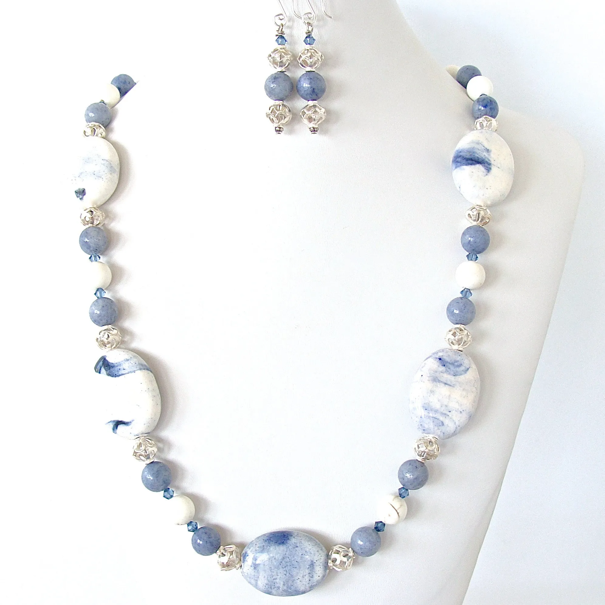 Jonah: Blue and White Necklace Set