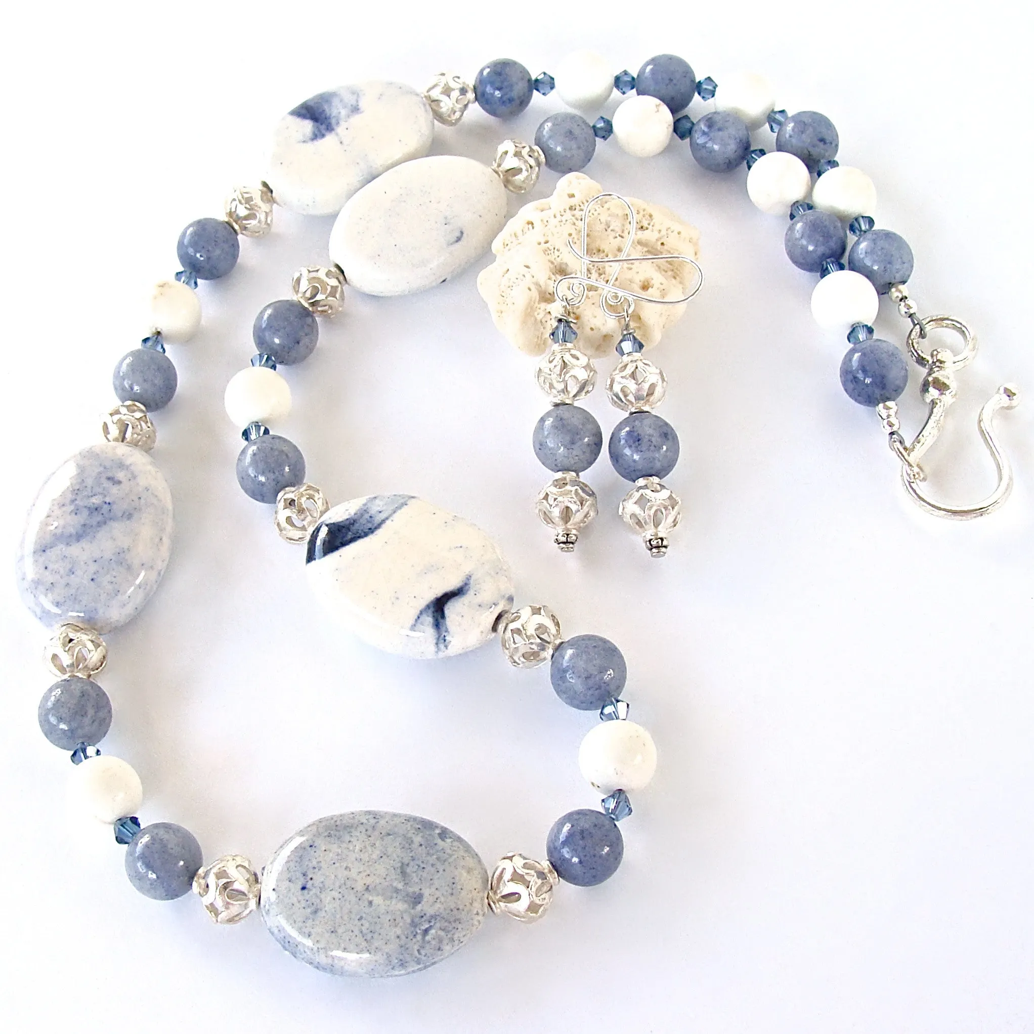 Jonah: Blue and White Necklace Set