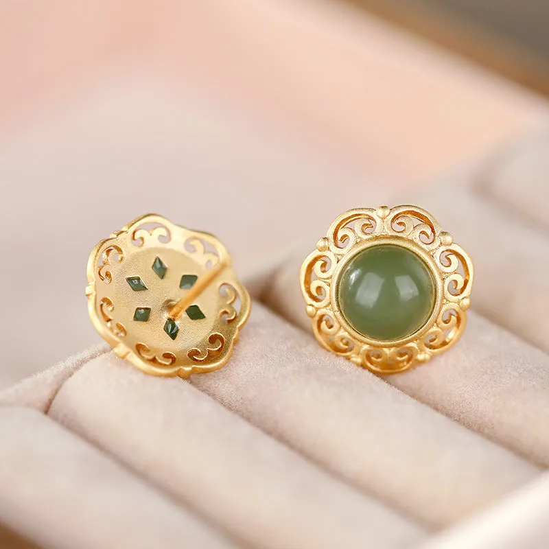 Natural Jade Earrings Nephrite Silver Earrings ZNE251