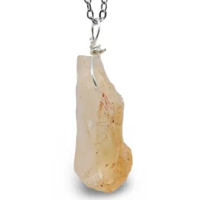 Necklace - Natural Citrine  - Silver Tone Copper Wire Wrapped