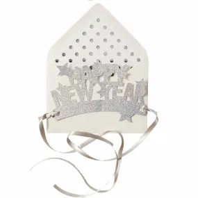 "Happy New Year" Starry Metallic Silver Wearable Paper Crown