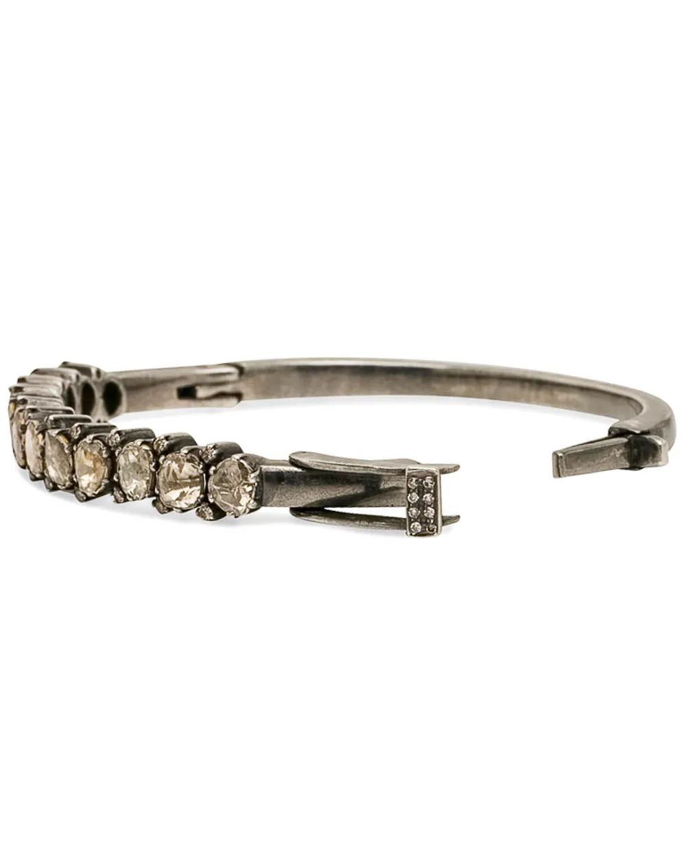 Sterling Silver Half Diamond Bangle Bracelet