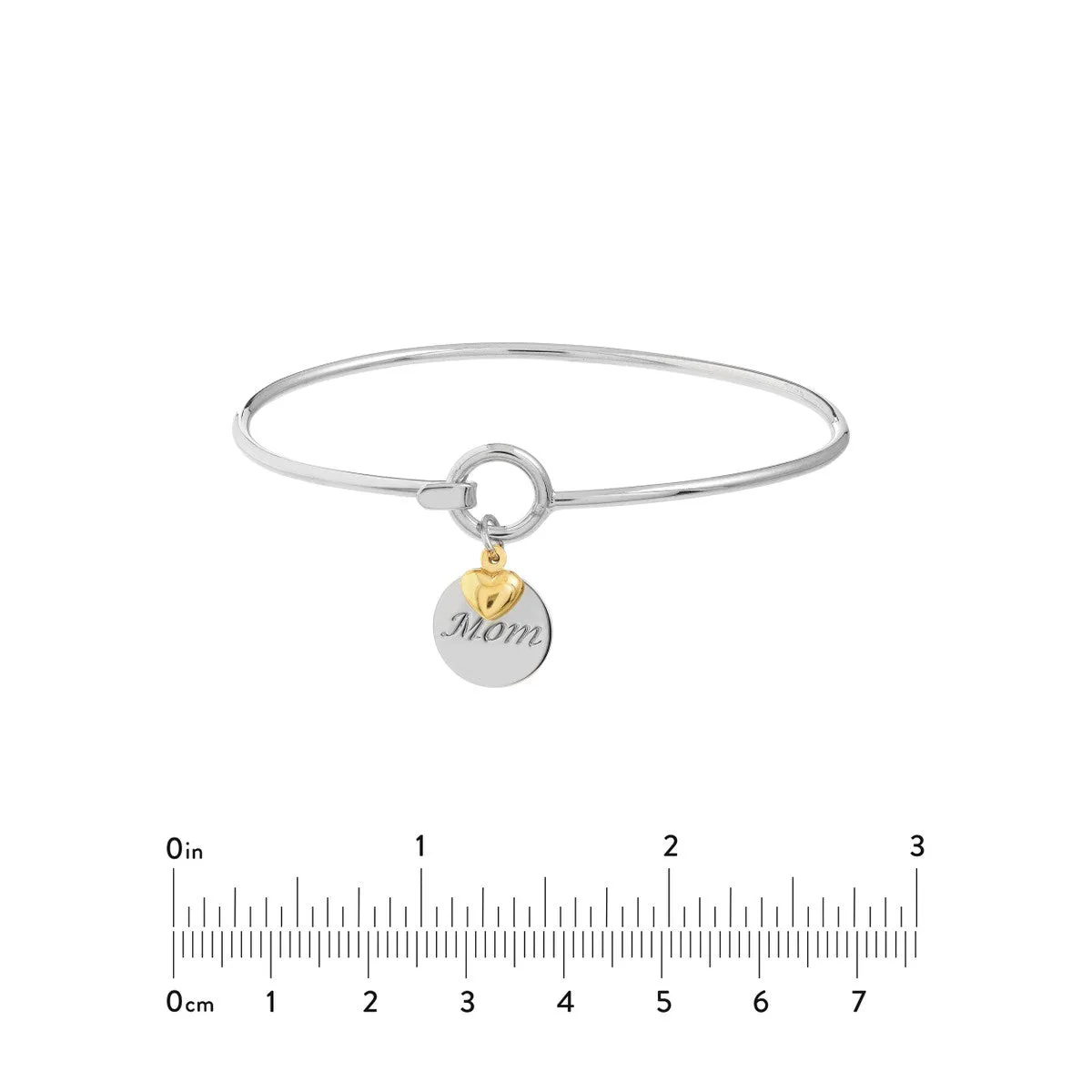 Sterling Silver Mom Bangle with Heart Dangle