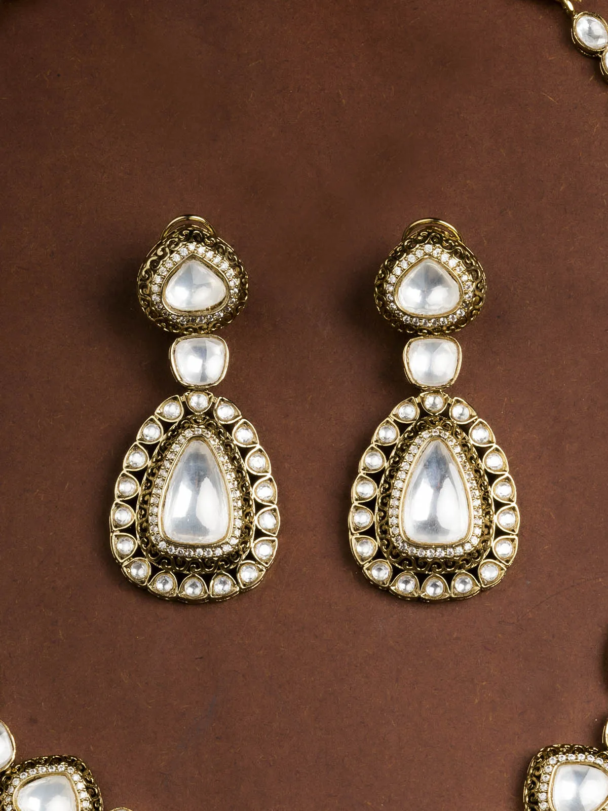 White Color Moissanite Bridal Necklace Set - MO-S67
